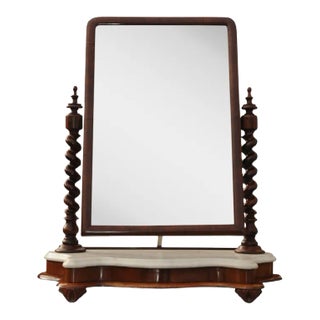 Regency Marble & Mahogany Vanity Mirror with Barley Twist Supports For Sale