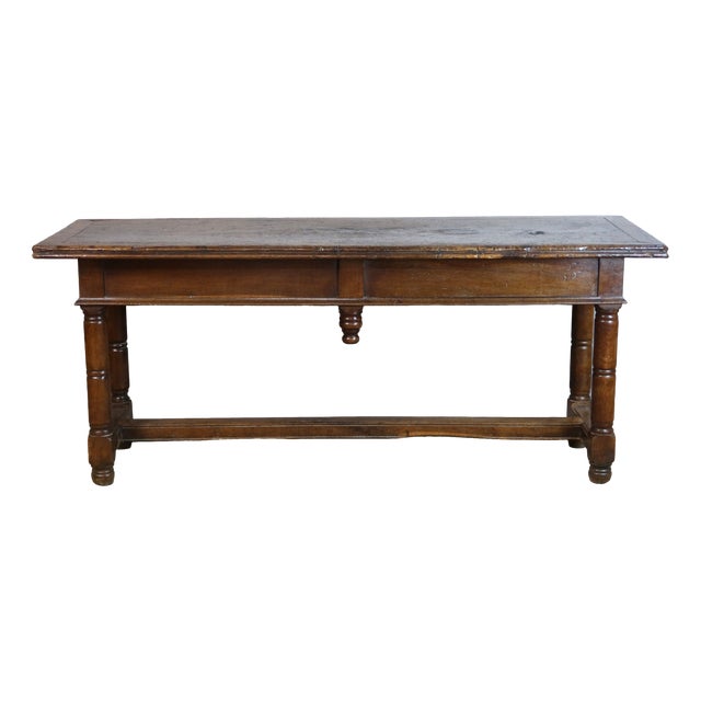 Oak Console Table with Walnut Top For Sale