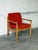 Wood Vintage Danish Oak Lounge Chair by Skive Møbelfabrik Mid-Century Modern Red Upholstery For Sale - Image 7 of 13