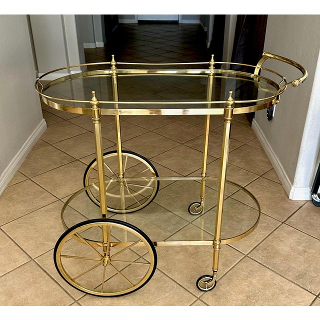 Italian Italian Neo-Classic Brass Bar or Tea Cart For Sale - Image 3 of 17