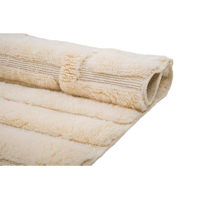 Sculptural Ivory Hand-Knotted Moroccan Wool Rug | 10'8" X 6'11" | One of a Kind For Sale - Image 6 of 8