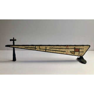 David Palombo, Brutalist Hand Forged Iron Mosaic Sculpture Menorah Israeli David Palombo, c.1950s For Sale