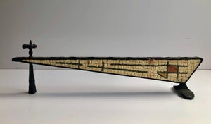 David Palombo, Brutalist Hand Forged Iron Mosaic Sculpture Menorah Israeli David Palombo, c.1950s