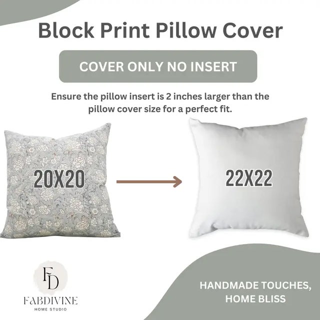Not Yet Made - Made To Order Fabdivine Handmade Block Printed Cushion Cover 24x24 Inch Cotton Linen-Mrignayani For Sale - Image 5 of 5