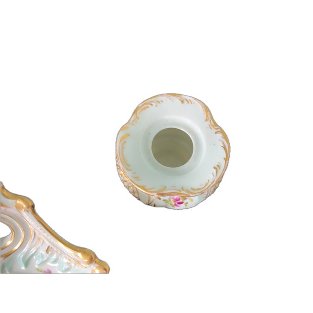 Antique Dresden Porcelain Inkwell & Pen Tray Handpainted For Sale - Image 9 of 12