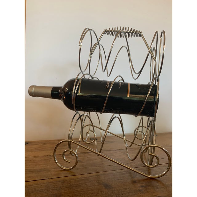 Hollywood Regency 1960s Hollywood Regency Tabletop Chrome Wine Rack - Rare For Sale - Image 3 of 9