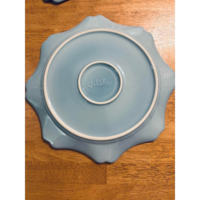 Vintage Juliska Ceramics Charger “Berry and Thread Ice Blue Collection”- Set of 9 For Sale - Image 10 of 11