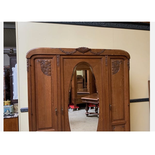 Wood Antique Art Deco Linen Cupboard, 1932 For Sale - Image 7 of 10