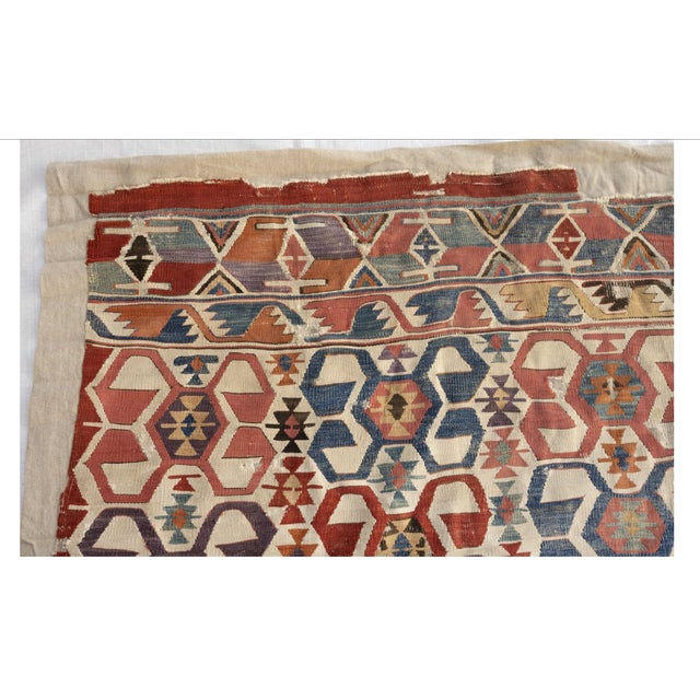 18th Century Antique Turkish Runner Kilim With Colorful Hexagon Geometric Motifs - Rug & Kilim For Sale - Image 5 of 5