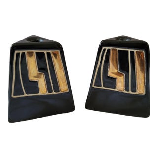 Vintage Harris Potteries Modernist Ceramic Candleholders- a Pair For Sale
