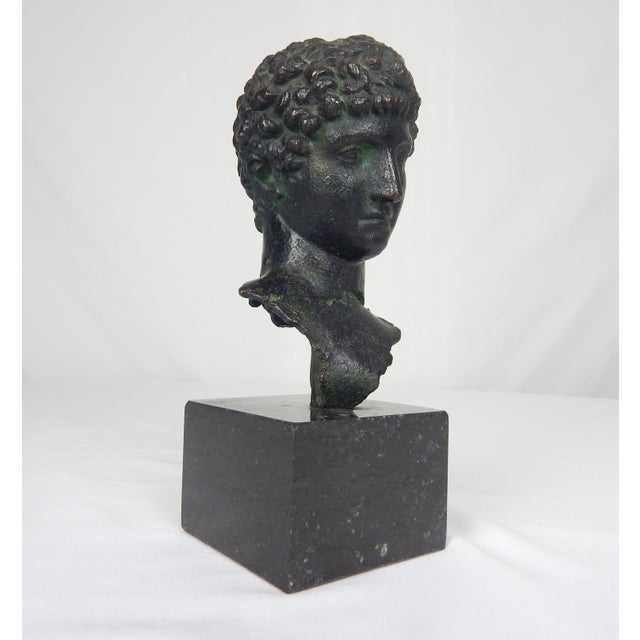 1980s Vintage Roman Style Bronze Bust "Roman Head of a Youth" For Sale - Image 5 of 12