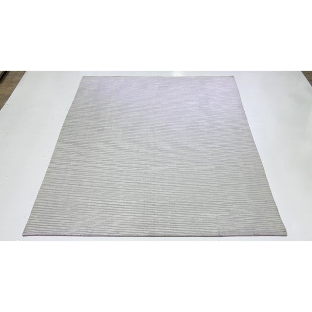 2010s Contemporary Handmade Gray Wool & Silk Rug With Abstract Pattern For Sale - Image 13 of 13