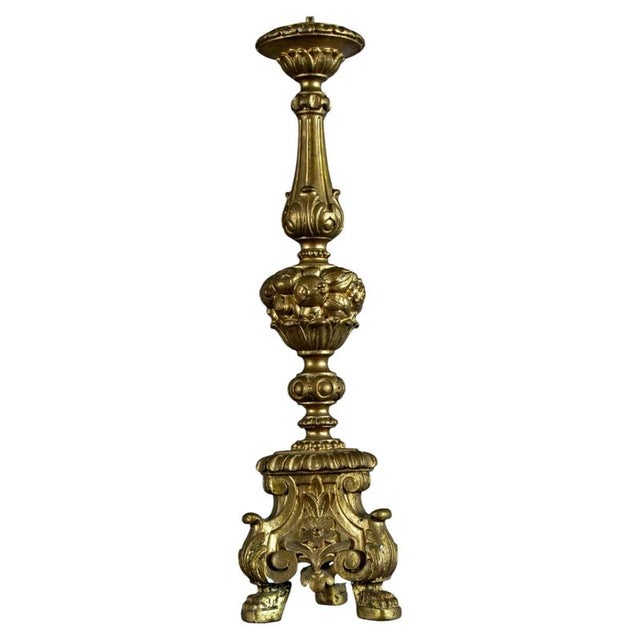 Belgian Carved Giltwood and Gesso Candlestick, 1900s For Sale - Image 9 of 9