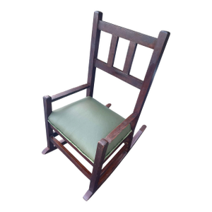 Antique Stickley Attributed Small Quarter Sawn Oak Rocking Chair With New Leather Seat Upholstery - Circa 1905
