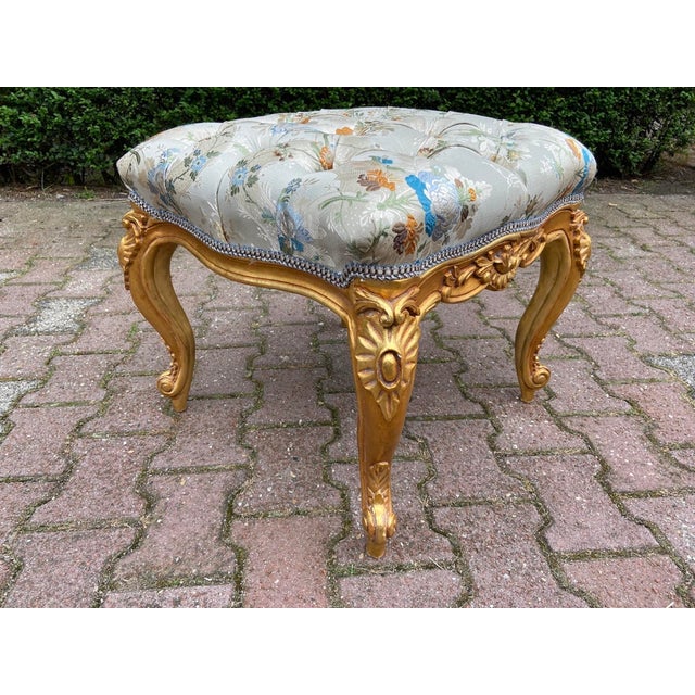 1980 Artisan Louis XVI Gold Pistachio Beech Bench For Sale - Image 4 of 7