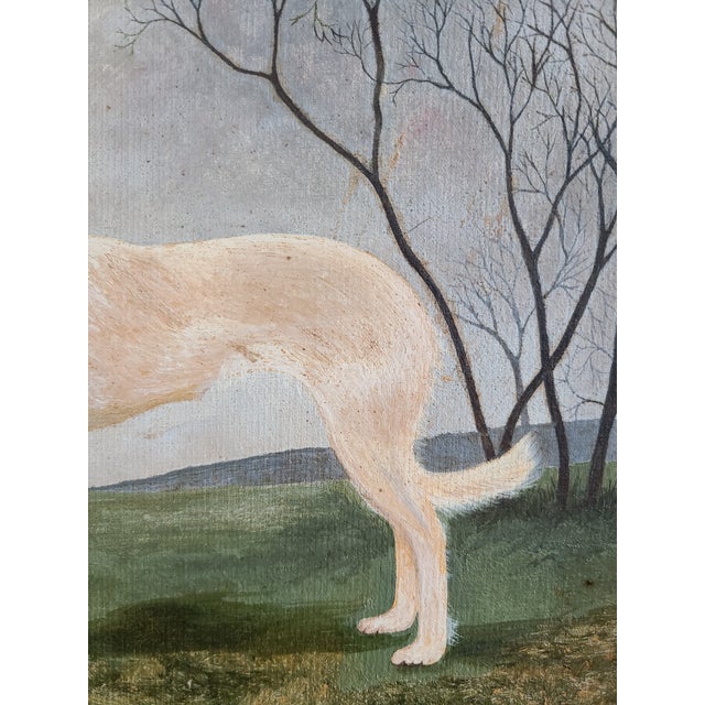 Green Antique 19th Century Oil Painting Portrait of a Saluki Dog For Sale - Image 8 of 17