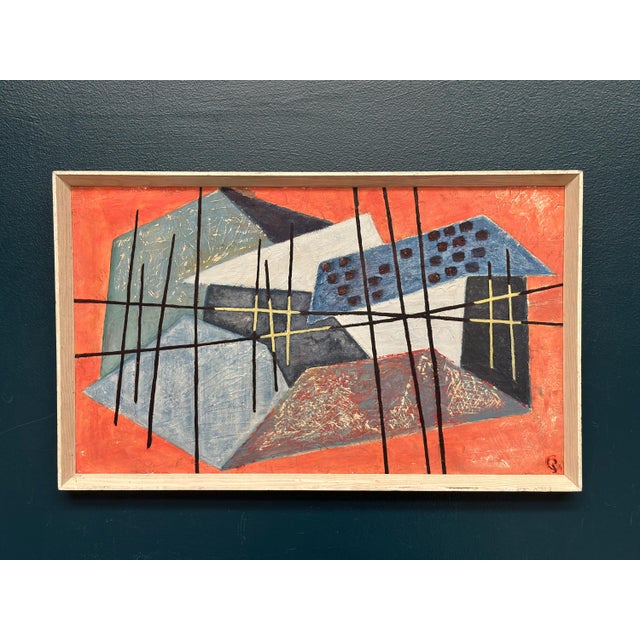 Abstract Composition, 1950s, Oil Painting on Panel, Framed For Sale - Image 12 of 18