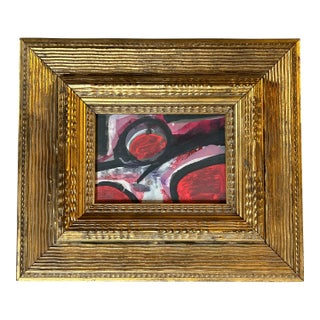1970’s Abstract Expressionist Painting in Chunky Gold Frame For Sale
