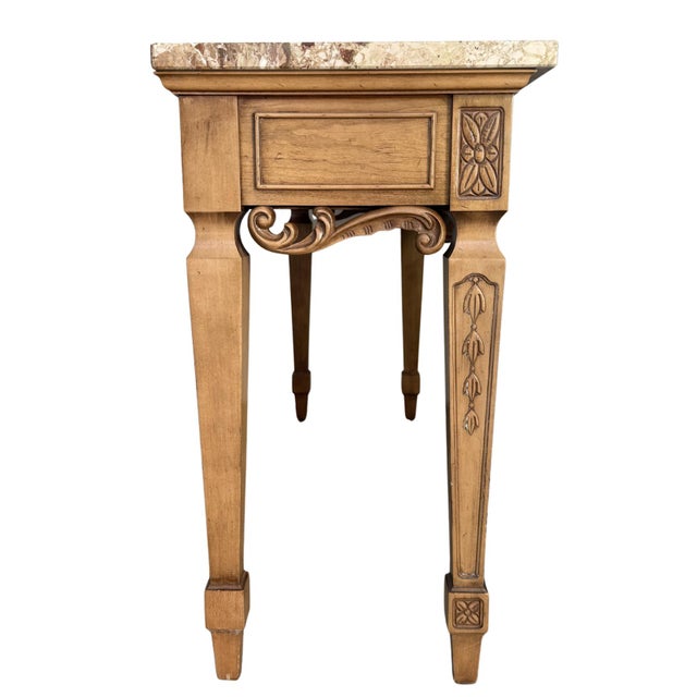Brown Vintage Neoclassical Marble Top Console Table Made in Italy by Century Furniture For Sale - Image 8 of 15