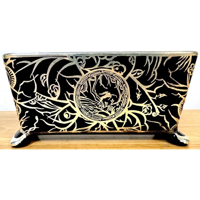 Art Deco Black Amethyst Silveroverlay Vase Antelope Landscape by Rockewell For Sale In West Palm - Image 6 of 9