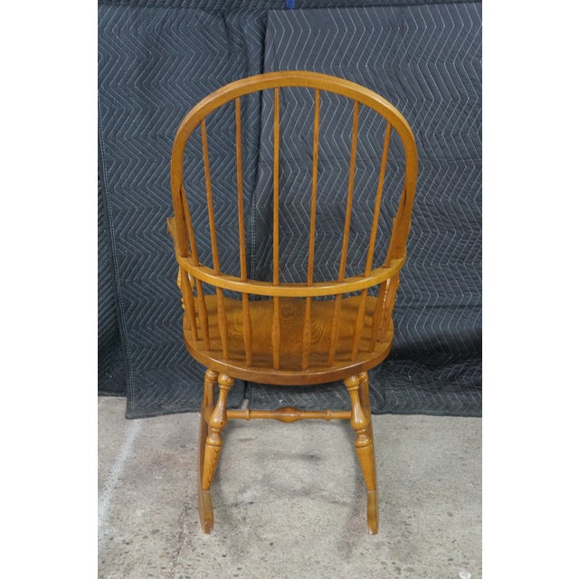 Vintage Nichols & Stone Oak Windsor Rocking Chair Hoop Back Colonial Rocker For Sale - Image 13 of 17