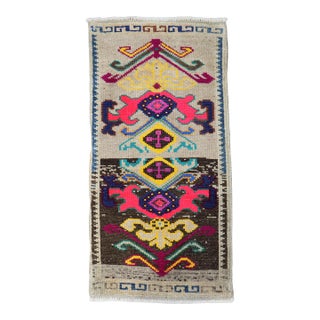 Colorful Vintage Mini Turkish Rug - 1'4" x 2'9" For Sale