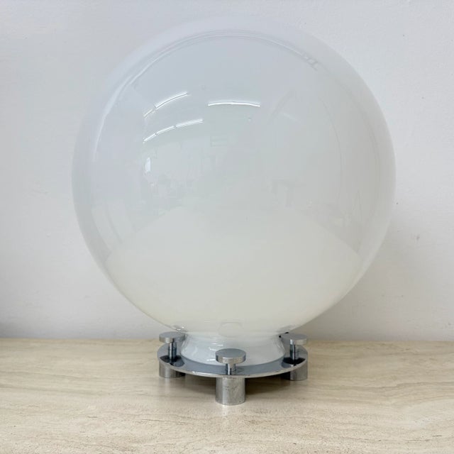 Glass and Chrome Model 752 Table Lamp attributed to Martinelli Luce, Italy, 1970s For Sale - Image 14 of 18