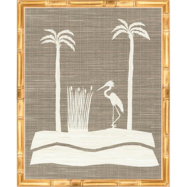 Abstract original hand cut collage in custom hand gilded bamboo frame with overall dimensions of approximately 20x26...