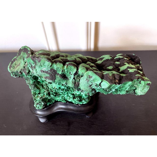 Natural Malachite Rock on Display Stand as a Scholar Stone For Sale - Image 10 of 14