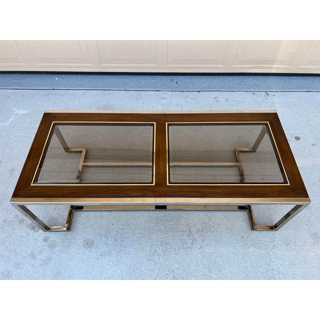1970s Thomasville Coffee Table Wood and Glass With a Chrome Base Chairish