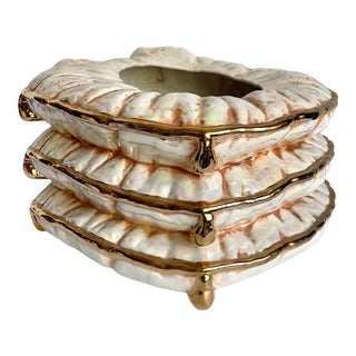 Vintage Ceramic Figural Tasseled Cushion Planter Vase For Sale