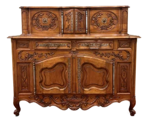 Antique French Buffet Sideboard Server Cupboard Panetiere Highly Carved Oak
