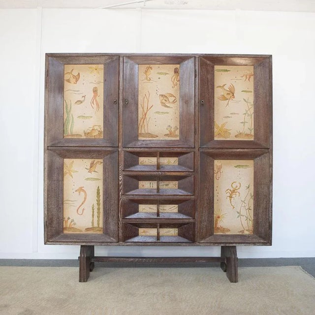 Cabinet in Beech Wood with Three Lockable Doors and Four Drawers attributed to Paolo Buffa, 1950s For Sale - Image 9 of 9