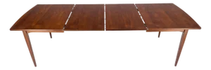 Danish Mid Century Modern Walnut Dining Table on Tapered Legs Two Leaves