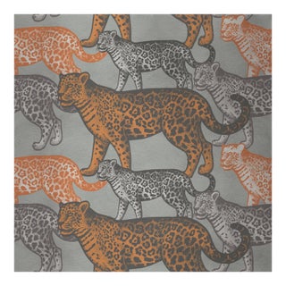 Walking Leopards 2 Fabric Wall Covering by Chiara Mennini for Midsummer-Milano For Sale