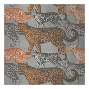 Walking Leopards 2 Fabric Wall Covering by Chiara Mennini for Midsummer-Milano
