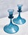 Orrefors Swedish Blue Candlestick Pair For Sale - Image 12 of 15