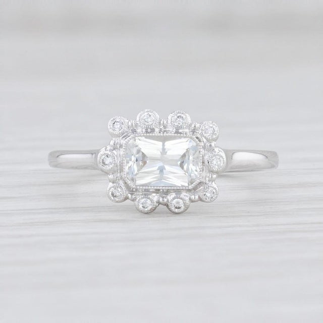 Gem: Natural Sapphire - 0.80 Total Carats (6.3 x 4.2mm), Radiant Cut, Clear Color (colorless), Heat Treatment - Natural...