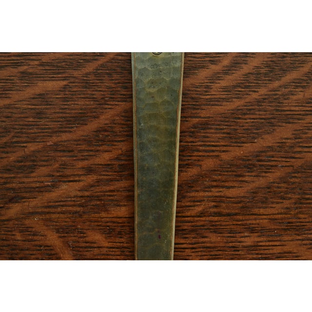 Brass Roycroft Arts & Crafts Trefoil Hammered Brass Over Copper Letter Opener For Sale - Image 8 of 13