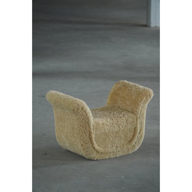 Vintage Swedish Stool in Lambswool by Otto Schulz for Boet, 1930s For Sale - Image 13 of 16