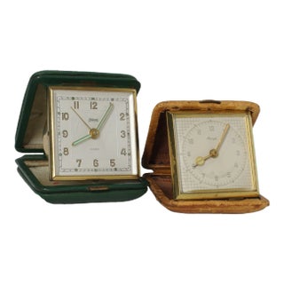 1960s German Folding Alarm Clocks Endura and Kienzle - Set of 2 For Sale