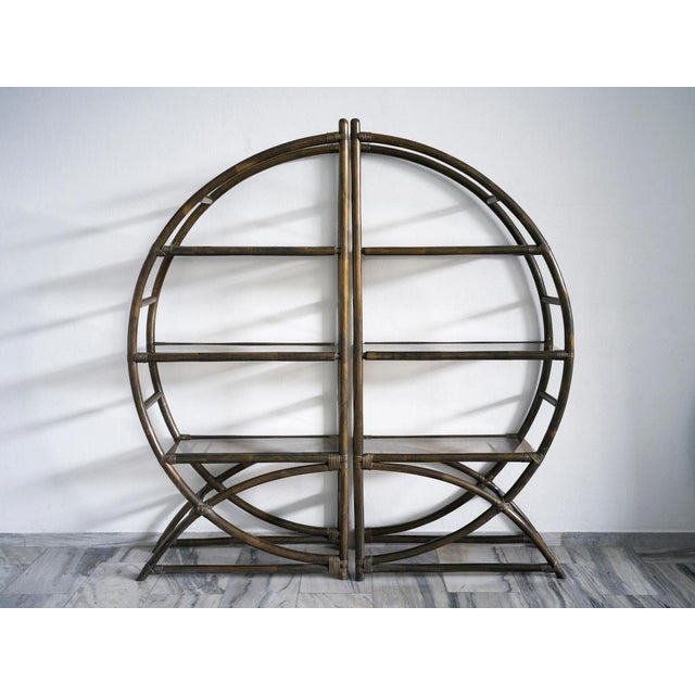 Vintage Circular Bamboo Bookcase, 1980 For Sale - Image 3 of 7