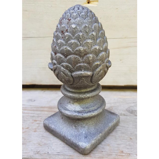 Large Cast Iron Pine Cone Post Head Architectural Ornament For Sale - Image 4 of 7