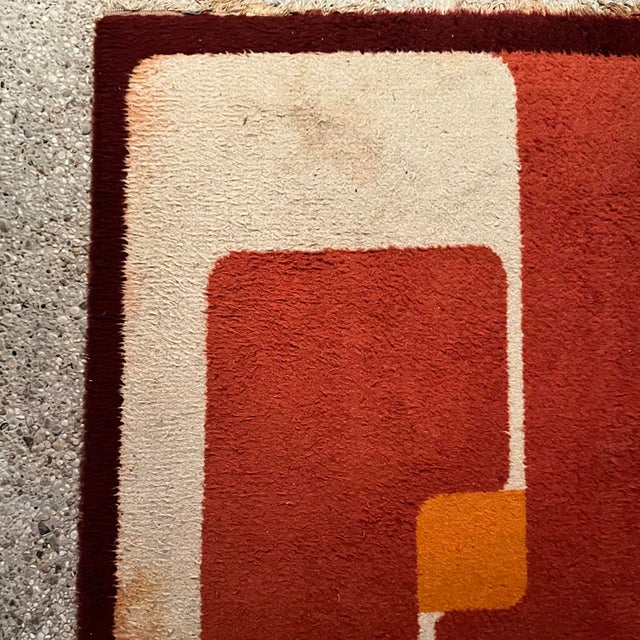 Geometric Orange Rug, 1970s For Sale - Image 4 of 10