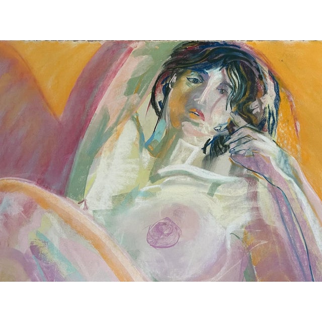 Vintage original modernist pastel of a reclining nude female. By Gerard Haggerty signed lower right unframed measuring 22...
