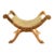 French-Style Giltwood Upholstered Curule Vanity Bench in Pale Gold Damask For Sale
