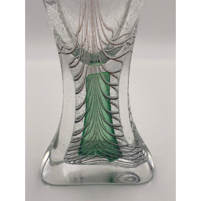 Transitional 1930s Signed Adam Jablonski Crystal Art Glass Vase For Sale - Image 3 of 4