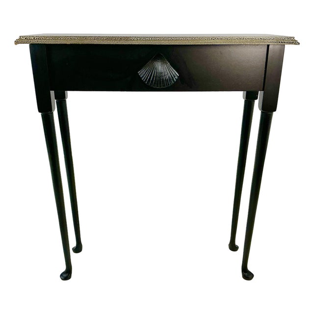 1990s Post Modern Boho Chic Black Thin Style Console Table. For Sale