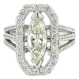 Diamond 2.25ct Marquise w/Accent 18k White Gold Long Cocktail Ring For Sale