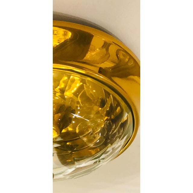 1960s Mid Century Modern Oscar Torlasco Lumi Golden Crystal Flush Ceiling Lamp For Sale - Image 17 of 18